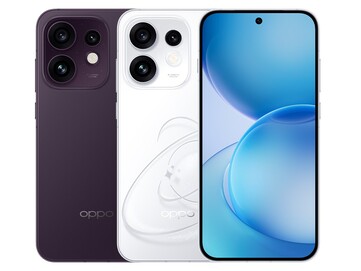 De Oppo Reno 16 in de kleuren Purple en Pop White.