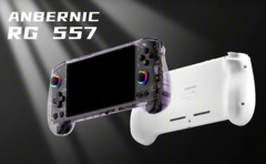 De Anbernic RG 557 gaming handheld zal verkrijgbaar zijn in twee kleuren - paars en wit. (Afbeelding bron: Anbernic)