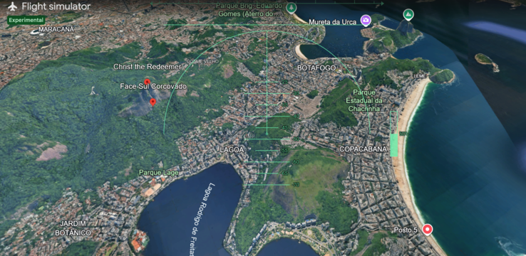 Een proefvlucht boven Rio de Janeiro.
