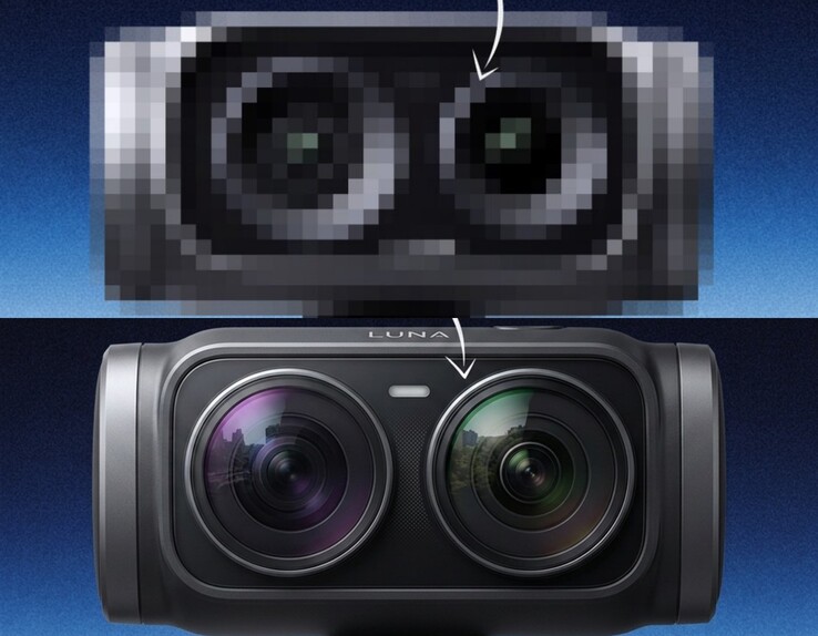 Gemini's interpretatie van het uitgelekte ontwerp van de Insta360 Luna Ultra. 