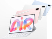 De MatePad Air 2026 is in de EU verkrijgbaar vanaf € 799. Afgebeeld: een promotiefoto waarop verschillende kleuren en het toetsenbordaccessoire te zien zijn.