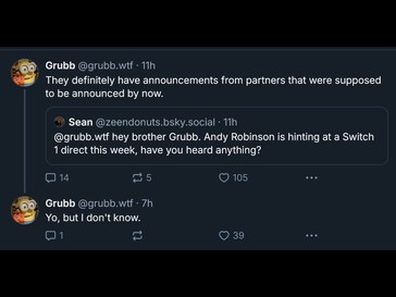Jeff Grubb BlueSky post over Switch games (Afbeelding bron: screenshot, Jeff Grubb BlueSky account)