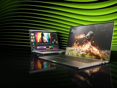 Promotieafbeelding van laptops met GPU&#039;s uit de RTX 50-serie. (Afbeeldingsbron: Nvidia)