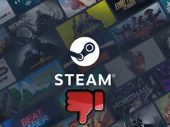 Steam-achtergrond met duim omlaag-symbool eronder (Afbeeldingsbron: Valve met bewerkingen)