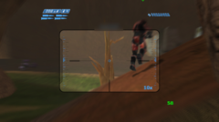 Halo Combat Evolved online multiplayer draait op een Anbernic RG35XX H in een Blood Gulch-wedstrijd met 23 spelers.