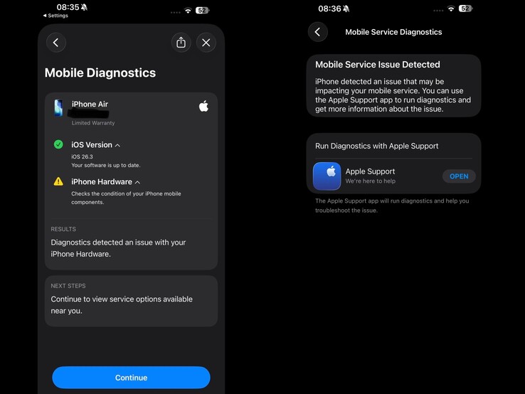 Screenshots gedeeld door 'itstheskylion' die problemen met de mobiele service laten zien.
