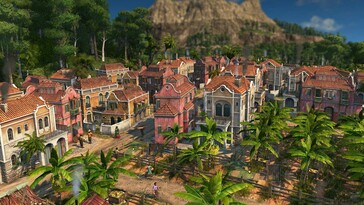 Een afbeelding van een stad uit de Nieuwe Wereld in Anno 1800.