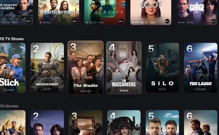 Apple tvOS 26 presenteert shows en films met nieuwe posterkunst. (Afbeeldingsbron: Apple)