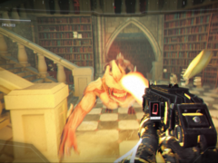 In Dreadtome krijgen spelers een repulsor-gadget om vijanden rond te duwen, een basisvuurwapen en krappe gevechtsarena's waarin ze beide moeten gebruiken. Afgebeeld - een screenshot in het spel. (Afbeeldingsbron: Steam)