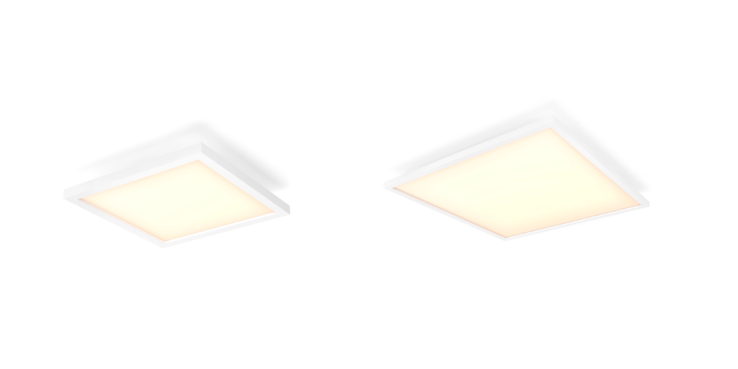 Het Philips Hue Aurelle Panel Sqaure, klein (links) en Square, groot (rechts). (Afbeeldingsbron: Philips Hue)
