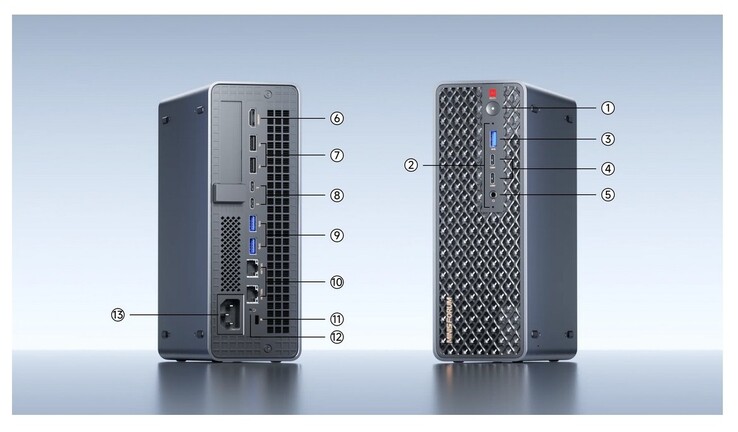 De externe aansluitingen op de Minisforum MS-S1 Max (bron: Minisforum)