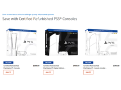 Een screengrab van Sony's Certified Refurbished PlayStation 5-consoles op PlayStation Direct