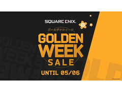 Een promotionele afbeelding voor Square Enix&#039;s Gouden Week Uitverkoop 2025 met Golden Week geschreven in vette letters met de data van het evenement onderaan. (Afbeelding: Square Enix)