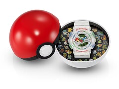 De Casio G-Shock Pokémon 30th Anniversary GA-110 wordt gepresenteerd in een etui in de vorm van een Poké Ball, met een decoratieve inlegplaat waarop 30 Pokémon zijn afgebeeld.