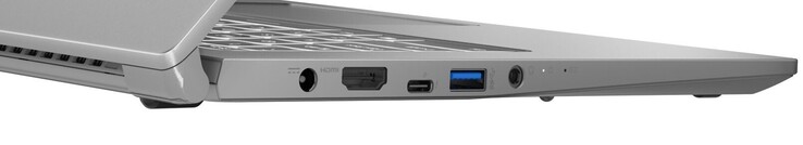 Linkerzijde: Stroomvoorziening, HDMI, 1x Thunderbolt 4 (inclusief Power Delivery en DisplayPort), 1x USB-A 3.2 Gen 1, gecombineerde audio-aansluiting