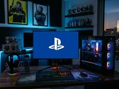 PlayStation-logo gezien op monitor van gaming-pc