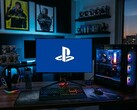 PlayStation-logo gezien op monitor van gaming-pc
