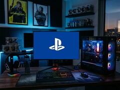 PlayStation-logo gezien op monitor van gaming-pc