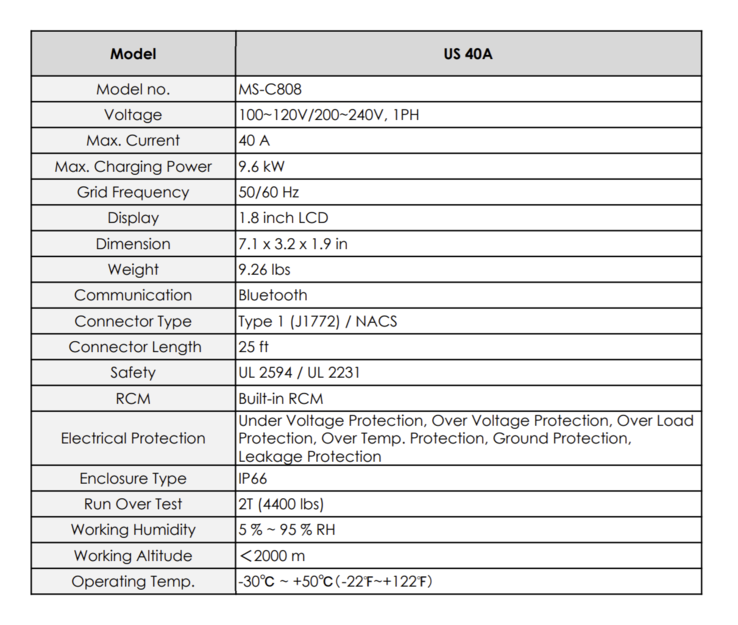 EZgo MS-C808 specificaties