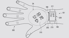 Het nieuwe projector-horloge concept. (Bron: Samsung via USPTO)