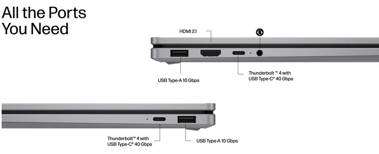 HP heeft USB4-poorten op AMD-modellen in plaats van de Thunderbolt 4-poorten die hier worden getoond.