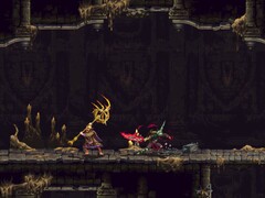 Een afbeelding waarop de Penitent One en een vijand te zien zijn in Blasphemous 2.