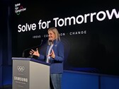 IOC-voorzitster Kirsty Coventry spreekt zich uit tijdens de benoemingsceremonie van Samsung Solve for Tomorrow Global Ambassador