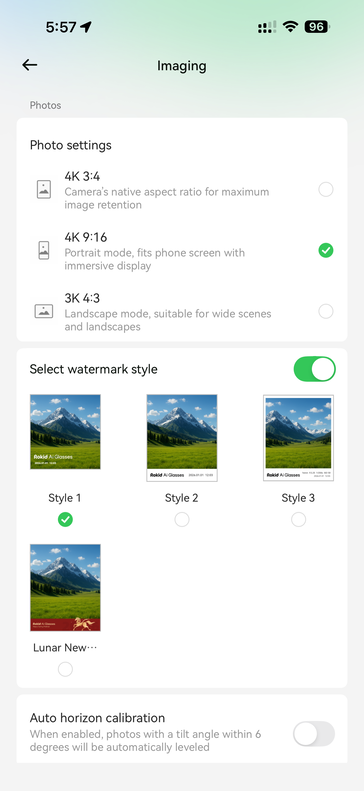 Beeldinstellingen in de Hi Rokid-app