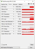 Lenovo IdeaPad Flex 5 GPU-Z: Sensors tabblad (in de stress-test)