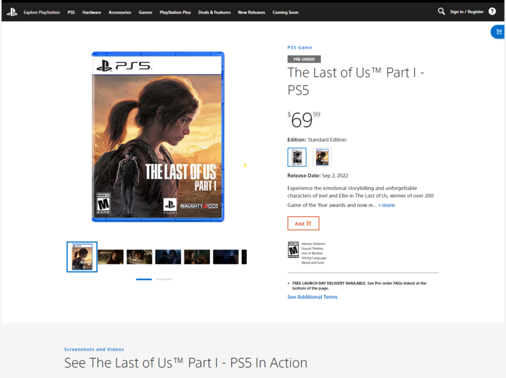 PlayStation Store-vermelding van The Last of Us geremasterd voor de PS5 (afbeelding via Sony)