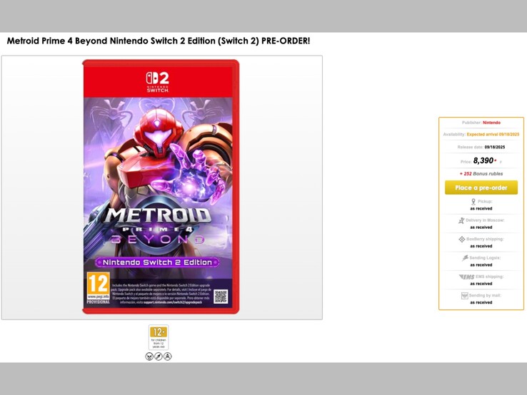 Metroid Prime 4: Beyond aanbieding op Videoigr met releasedatum. (Afbeeldingsbron: Videoigr)