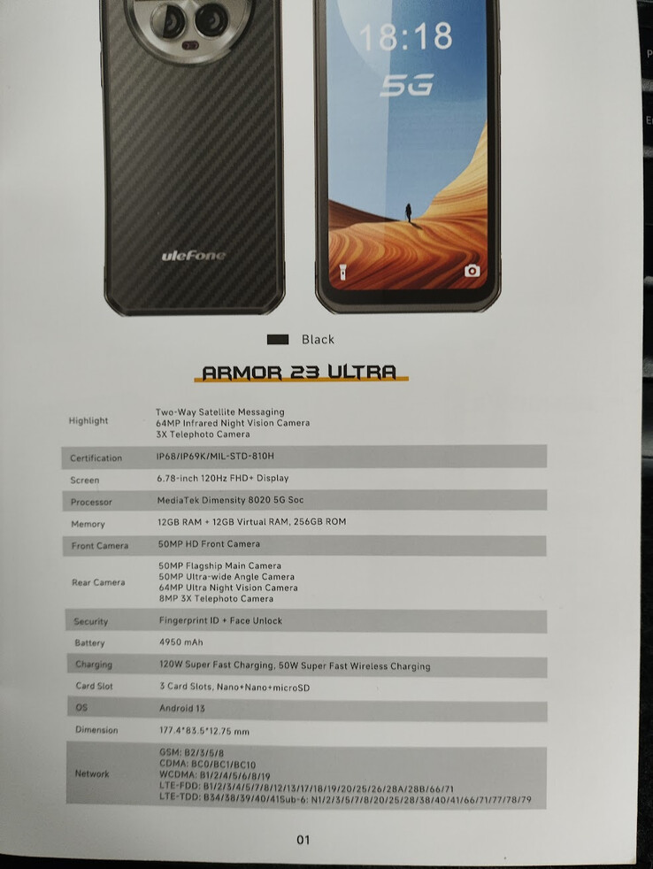 Een eerste blik op de specificaties van de Armor 23 Ultra. (Bron: Ulefone via NBC op IFA 2023)