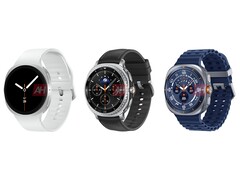 Onofficiële renders van Galaxy Watch8 (links), Galaxy Watch8 Classic (midden) en Galxy Watch Ultra 2025 (rechts). (Afbeeldingsbron: Android Headlines)
