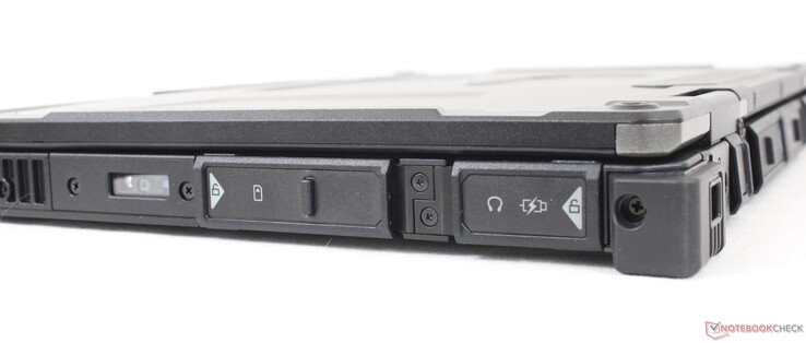Rechts: Imager of barcodelezer, SIM-kaartsleuf (optioneel), 3,5 mm combo audio, USB-A 2.0
