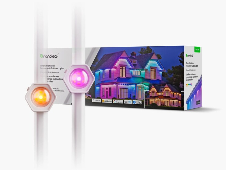 De Nanoleaf Slimme Veelkleurige Permanente Buitenlampen in Europa. (Afbeeldingsbron: Nanoleaf)