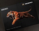 De verpakking van de Seiko Prospex India Limited Edition is voorzien van een afbeelding van een springende tijger op zwarte presentatiedozen.