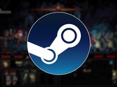 Een afbeelding van het spel Darkest Dungeon en het Steam-logo op een witte achtergrond. 