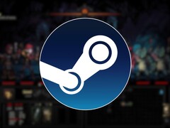 Een afbeelding van het spel Darkest Dungeon en het Steam-logo op een witte achtergrond.