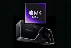 Applem4 Max gaat de strijd aan met de RTX 4070 Desktop GPU in de Blender-benchmark. (Afbeeldingsbron: Apple, Nvidia)