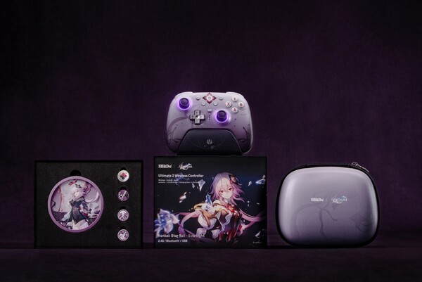 De 8BitDo Ultimate 2 draadloze controller (Honkai: Star Rail - Evernight) wordt geleverd met gratis cadeaus in de doos. (Afbeeldingsbron: 8BitDo)