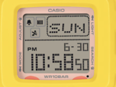 De Casio Baby-G BGD-10KPM-7 heeft een bijna vierkante digitale wijzerplaat waarop behoorlijk wat informatie wordt weergegeven.