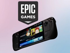 Epic Games logo gezien boven Valve Steam Deck