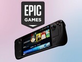 Epic Games logo gezien boven Valve Steam Deck