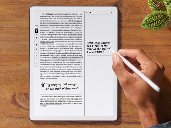 De Kindle Scribe (3e generatie) heeft een groter 11-inch scherm en een verbeterde schrijfervaring. (Afbeeldingsbron: Amazon)