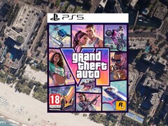 GTA 6 PS5-boxart met voorlopige PEGI-classificatie zichtbaar afgebeeld