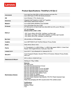 Belangrijkste specificaties van de ThinkPad L16 Gen 2 (Afbeelding bron: Lenovo)