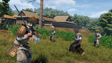 Een afbeelding die een veldslag uit de Sengoku-periode toont.