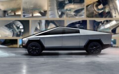 Spionagefoto's van een kapotte Tesla Cybertruck hebben het veersysteem onthuld. (Afbeelding bron: Tesla & Electrek - bewerkt)