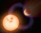 Een artistieke illustratie van een exoplaneet en een ster.