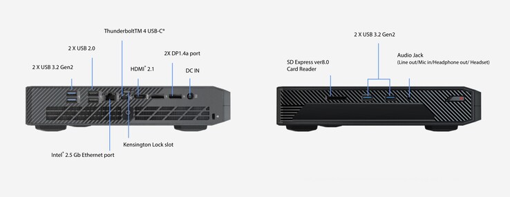 De NUC 14 Performance heeft een overvloed aan poorten voor naadloze connectiviteit. (Bron: Asus)